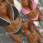 Damen Triangel-Bikini mit eleganter Kontrastborte und verstellbaren BindR&Bändern R&B