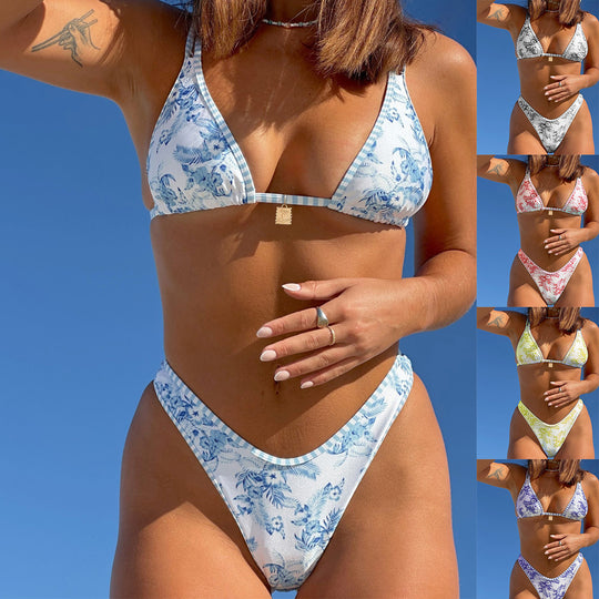 Damen Triangel-Bikini mit floralen Mustern R&B