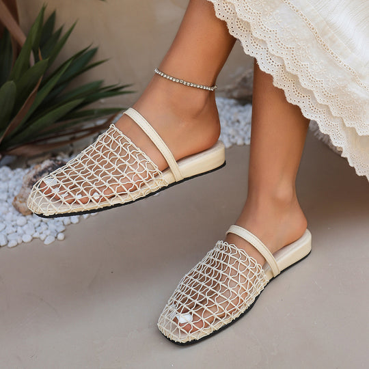 Damen offene Slipper mit eleganten Netzdetails R&B