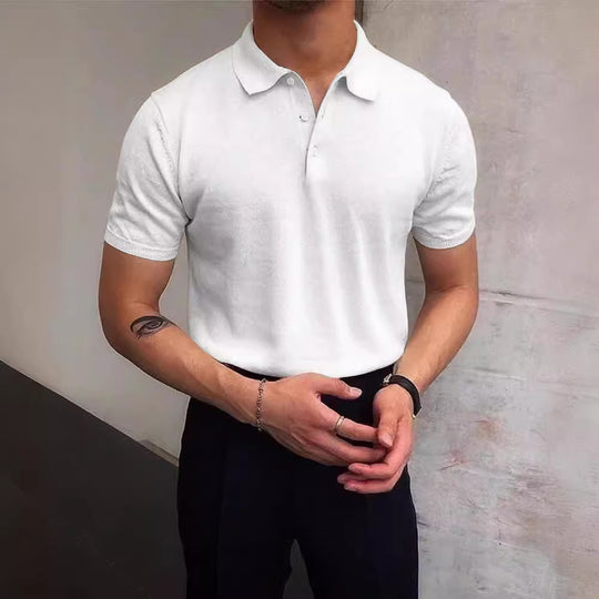 Herren Polo-Shirt aus atmungsaktiver Baumwolle mit elegantem Kragen R&B