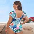 Damen Eleganter Badeanzug mit floralen Rüschendetails R&B