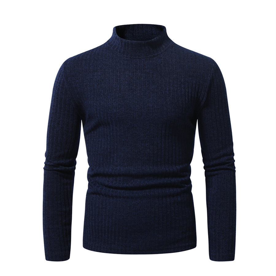 Herren Rollkragenpullover aus hochwertiger Wolle mit feinem Rippmuster