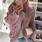 Damen Strickcardigan mit eleganten Kabelmustern R&B