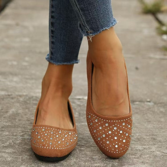 Damen modische Ballerinas mit funkelnden Strassdetails R&B