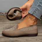 Damen bequeme Slipper aus atmungsaktivem Strickmaterial mit eleganter Zierstickerei R&B