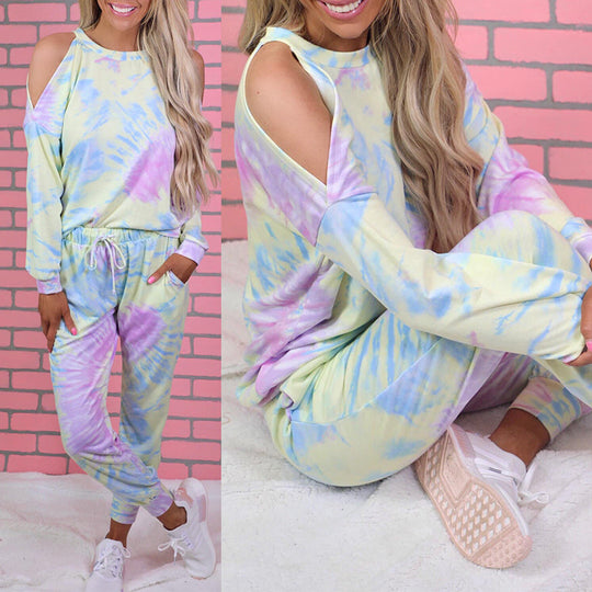 Damen lässiger Jogginganzug im Batikdesign R&B