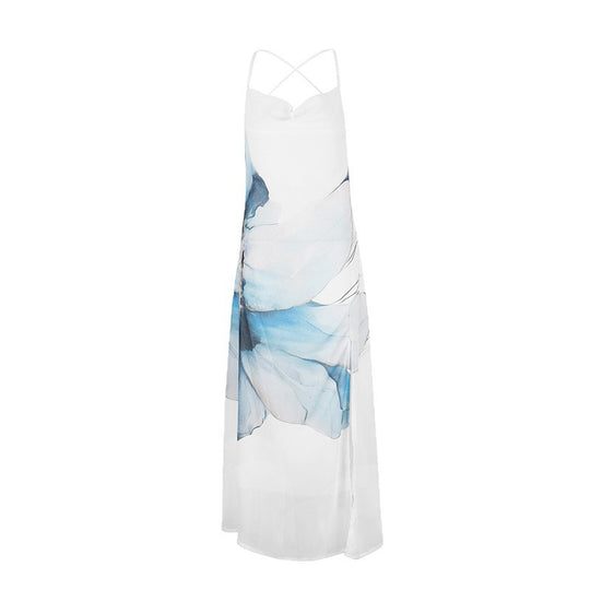 Damen Maxikleid mit zartem Blumenmotiv und spielerischen Spaghettiträgern R&B