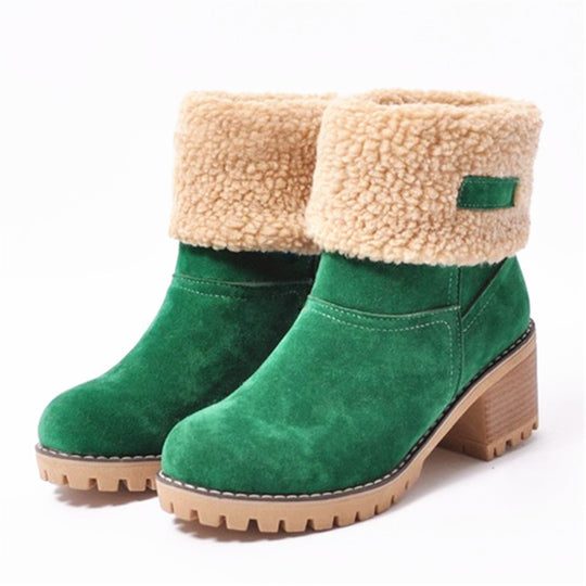 Damen warme Winterstiefel mit kuscheligem Kunstfellrand und robuster Profilsohle R&B