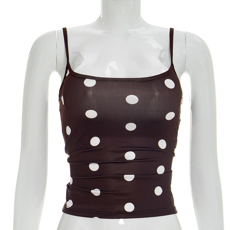 Damen ärmelloses Top mit verspieltem Polka-Dots Muster und figurbetontem Schnitt R&B
