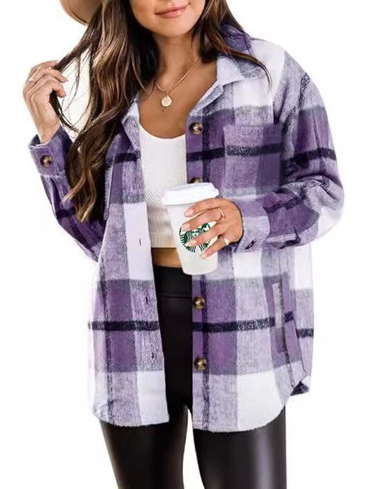 Damen Kariertes Overshirt aus weichem Fleece R&B