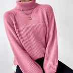 Damen Strickpullover mit hochgeschlossenem Kragen und strukturiertem Rippdesign R&B