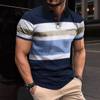 Herren Poloshirt mit modernem Streifenmuster und atmungsaktiver Baumwolle