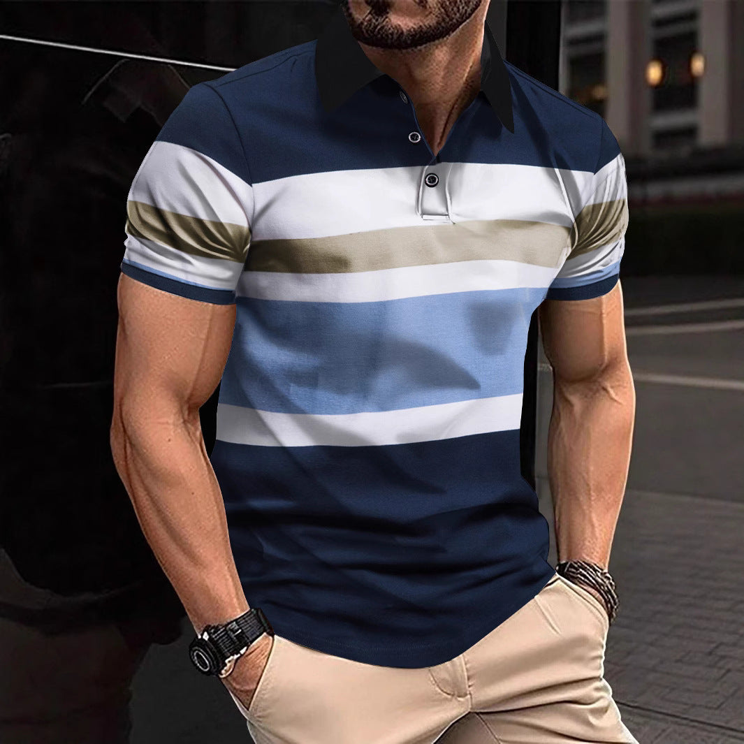 Herren Poloshirt mit modernem Streifenmuster und atmungsaktiver Baumwolle
