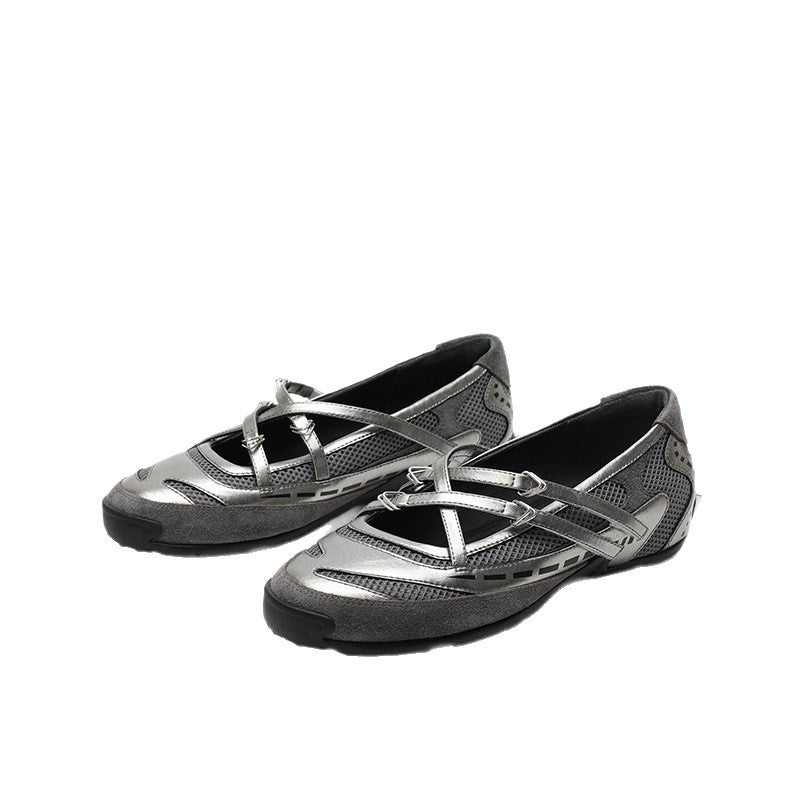 Damen Freizeit-Ballerinas mit atmungsaktivem Obermaterial und flexiblem Riemchen R&B