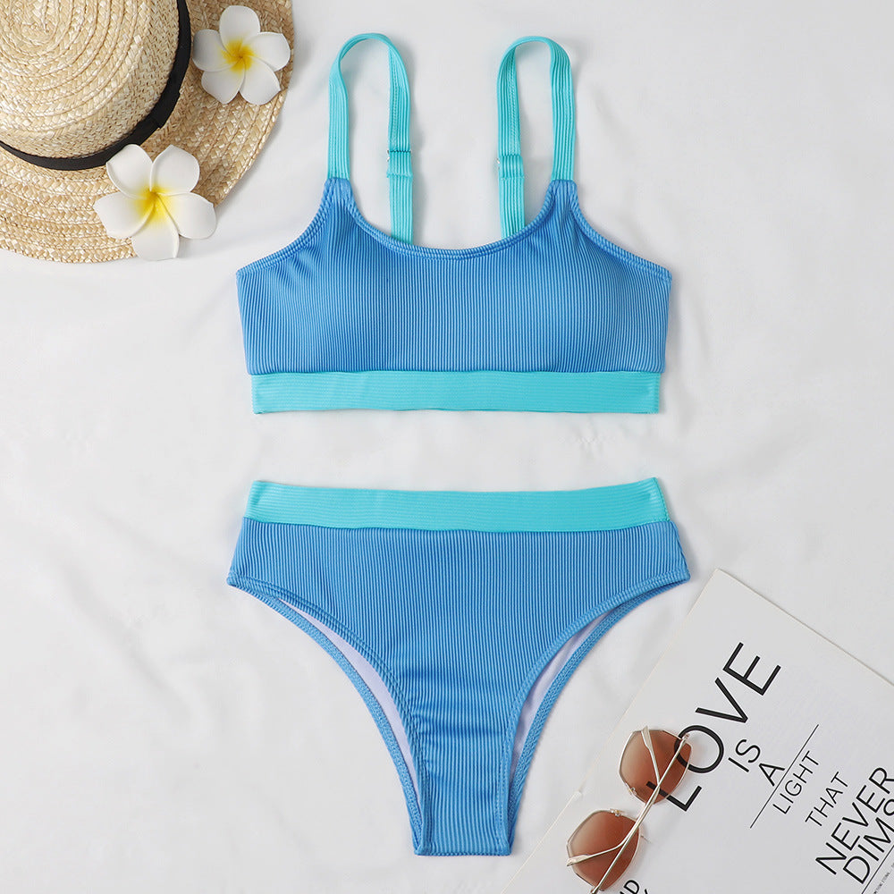 Damen Bikiniset mit raffiniertem Rippdesign und verstellbaren Trägern R&B