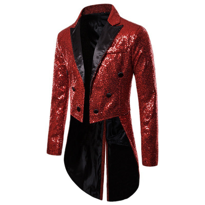 Herren Pailletten Blazer mit elegantem Doppelkinn-Design und extravaganten Details R&B