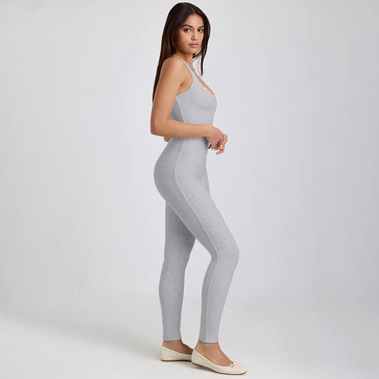 Damen figurbetontes Jumpsuit mit schmalen Trägern und glattem Finish R&B