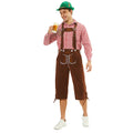 Herren nan traditionelle bayerische Trachtenlederhose knielang mit bestickten Hosenträgern R&B