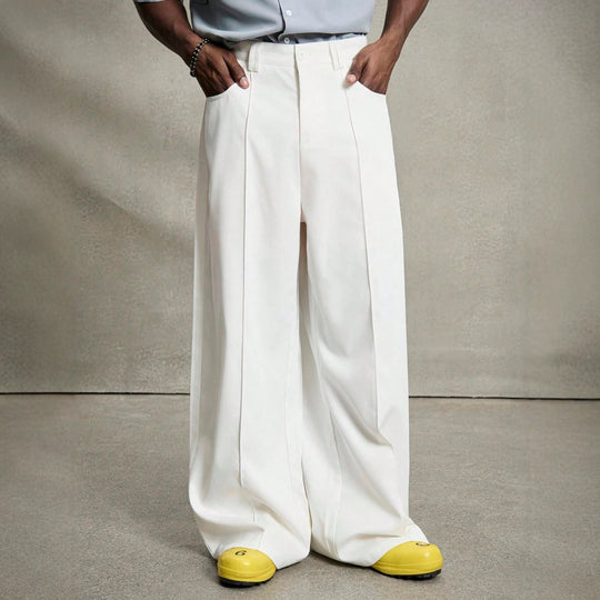 Herren nan weite Bundfaltenhose mit hoher Bundhöhe, präzisen Bügelfalten und seitlichen Eingrifftaschen R&B