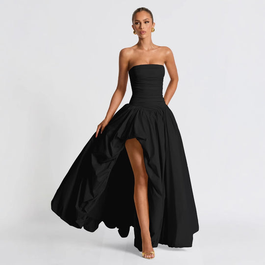 Damen Abendkleid mit figurbetontem Oberteil und asymmetrischem Rock R&B