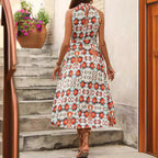 Damen Maxikleid mit floralem Muster und elegantem Halterneck-Design R&B