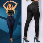 Damen Skinny Jeans mit modischem Schnürdetail und hohem Taillenbund R&B