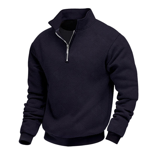 Herren sportlicher Fleece-Pullover mit modernem Stehkragen und stylischem Reißverschluss R&B