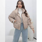 Damen Stilvolle kariert Steppjacke R&B