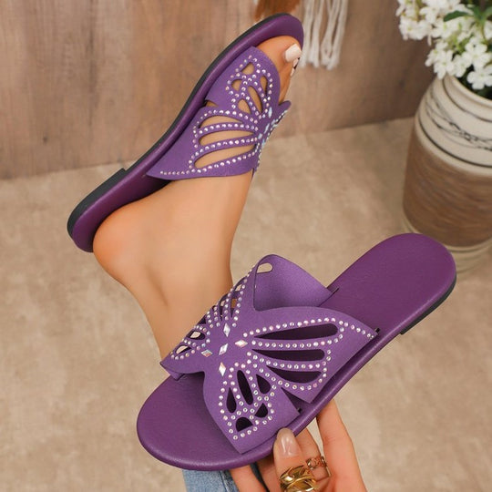 Damen Elegante Riemchen-Sandalen mit floralem Cut-Out-Design R&B