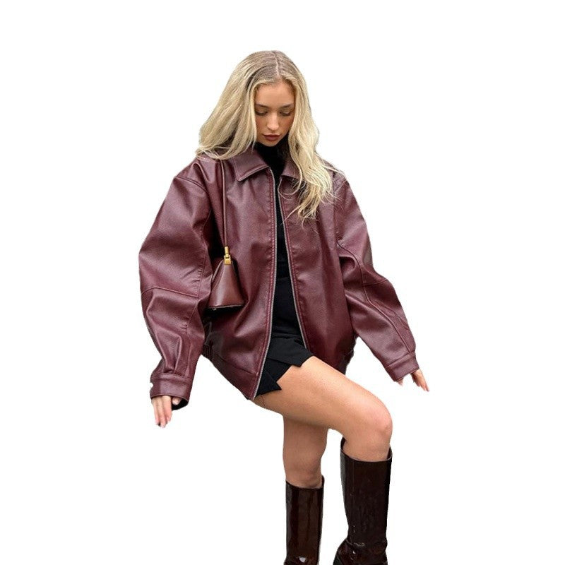 Damen modische jacke im Oversized-Stil mit Reißverschluss R&B