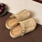 Damen bequeme Clogs aus hochwertigem Wildleder mit verstellbarem Schnallenverschluss R&B
