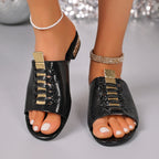 Damen Offene Pantoletten mit elegantem Schnürdesign und luxuriösem Metallic-Detail R&B