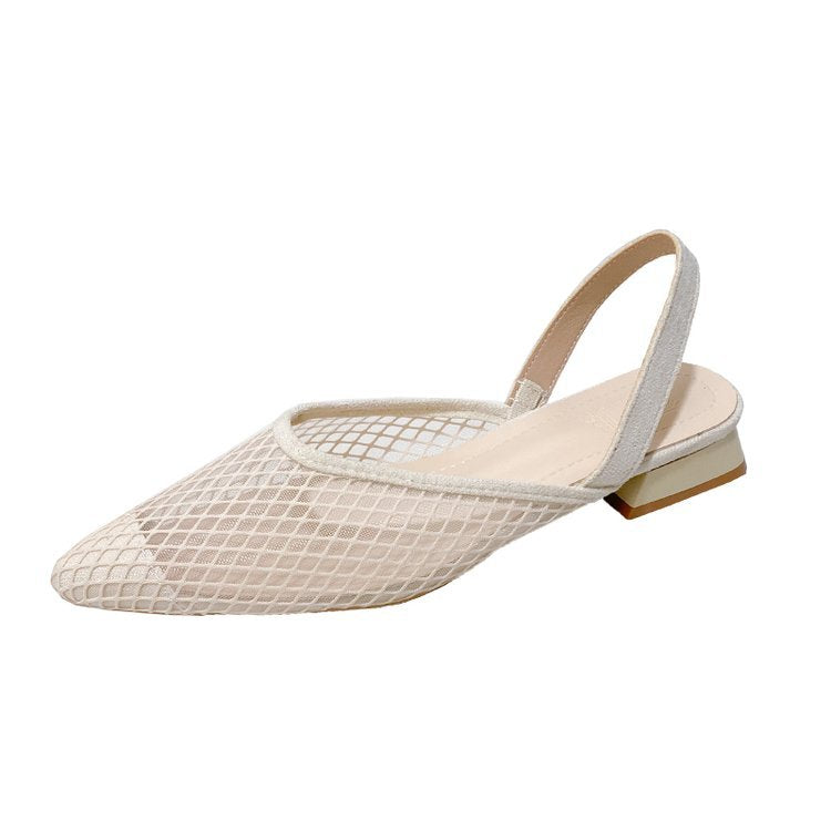 Damen Slingback Ballerinas mit Netzdesign und elegantem Blockabsatz R&B