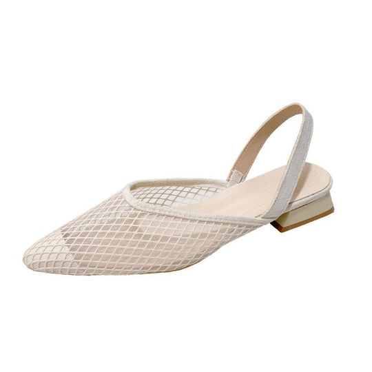Damen Slingback Ballerinas mit Netzdesign und elegantem Blockabsatz R&B