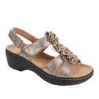 Damen Sandalen mit dekorativem Blumendesign und komfortablem Plateau-Riemen R&B