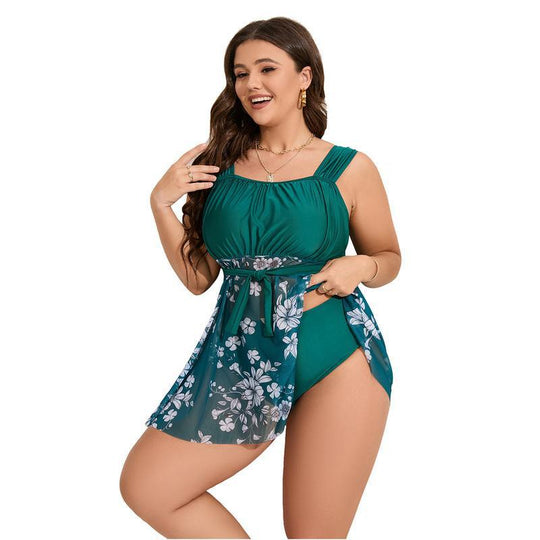 Damen Eleganter Strandkleid mit floralem Überwurf R&B