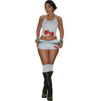 Damen Baumwoll-Crop-Top mit Cherrydruck und Shorts R&B
