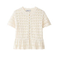 Damen feine Kurzarm-Bluse mit romantischem Spitzenmuster R&B