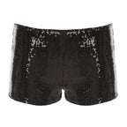 Damen figurbetonte Kunstleder-Shorts mit dekorativen Nieten und seitlichen Taschen R&B