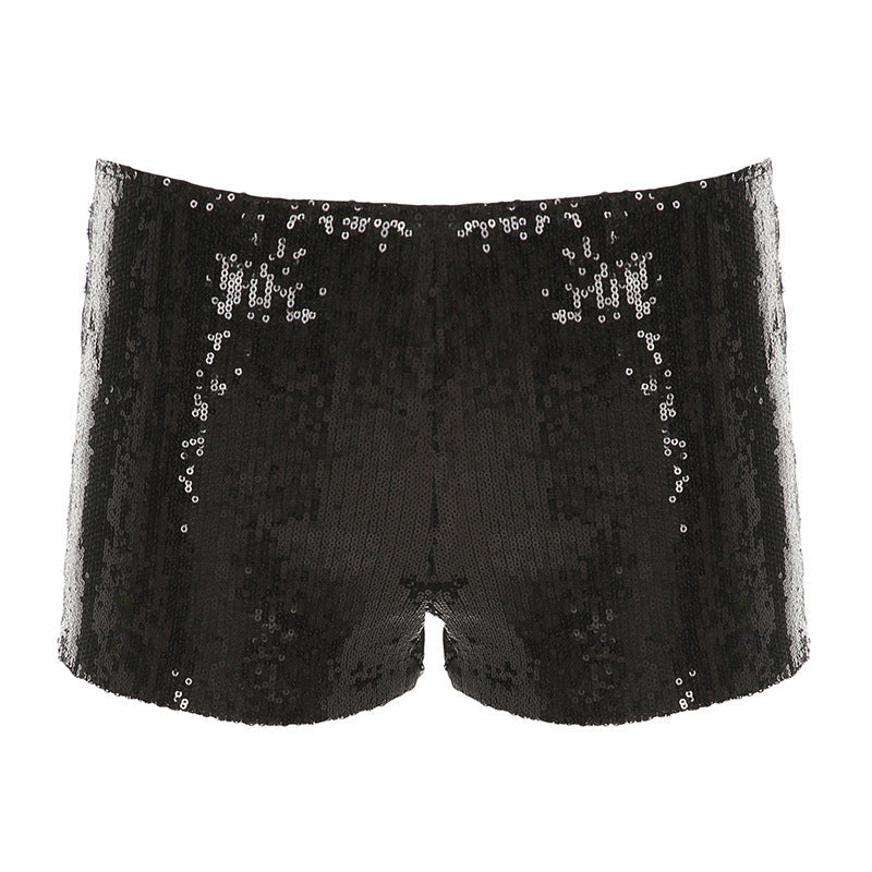 Damen figurbetonte Kunstleder-Shorts mit dekorativen Nieten und seitlichen Taschen R&B