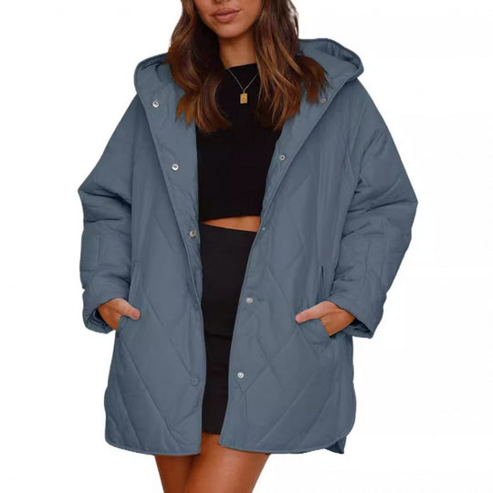 Damen warme Steppjacke mit Kapuze R&B