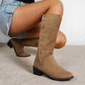 Damen Elegante Stiefel aus weichem mit modischen Knopfdetails R&B