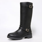 Damen modische Longboots mit eleganter Schnalle und robustem Profilsohle R&B