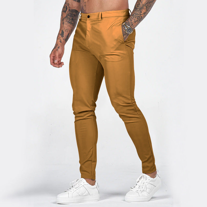 Herren elegante Slim-Fit Chinohose mit elastischem Bund und praktischen Taschen R&B