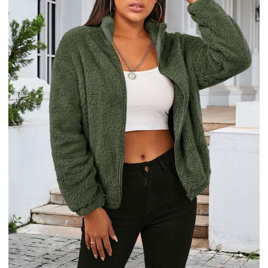 Damen Kuschelige Fleecejacke mit hohem Kragen und Reißverschluss R&B