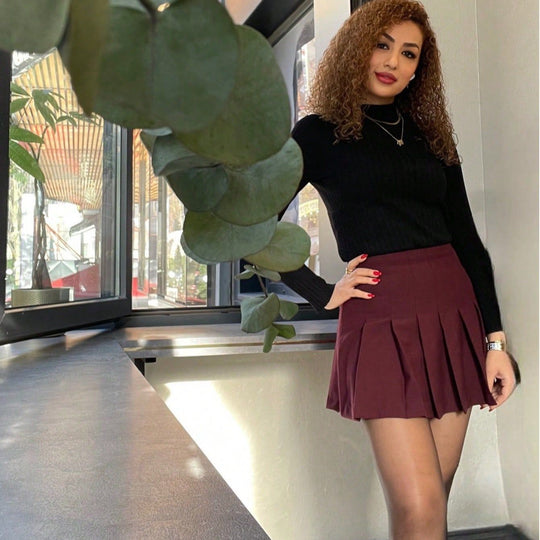Damen Plissierter Minirock mit hohem Bund und eleganter Faltenstruktur R&B