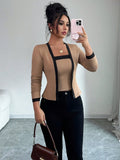 Damen nan tailliertes Jäckchen mit integriertem Bustier-Einsatz und Kontrastbesatz R&B