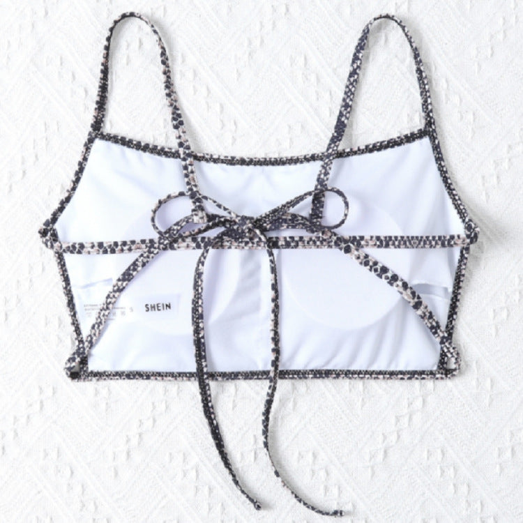 Damen Cropped Bikinioberteil mit Schlangenleder-Design R&B