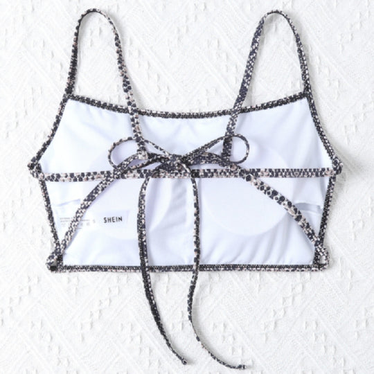 Damen Cropped Bikinioberteil mit Schlangenleder-Design R&B