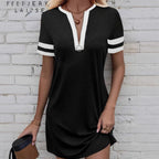 Damen sportliches Freizeitkleid mit Reißverschluss und kontrastierenden Ärmeln R&B